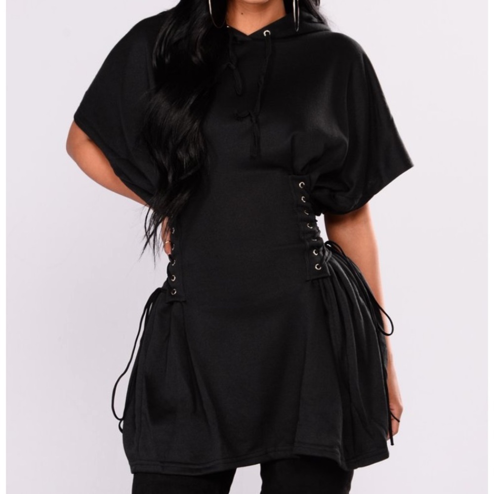 Hooded black tunic | fashion nova